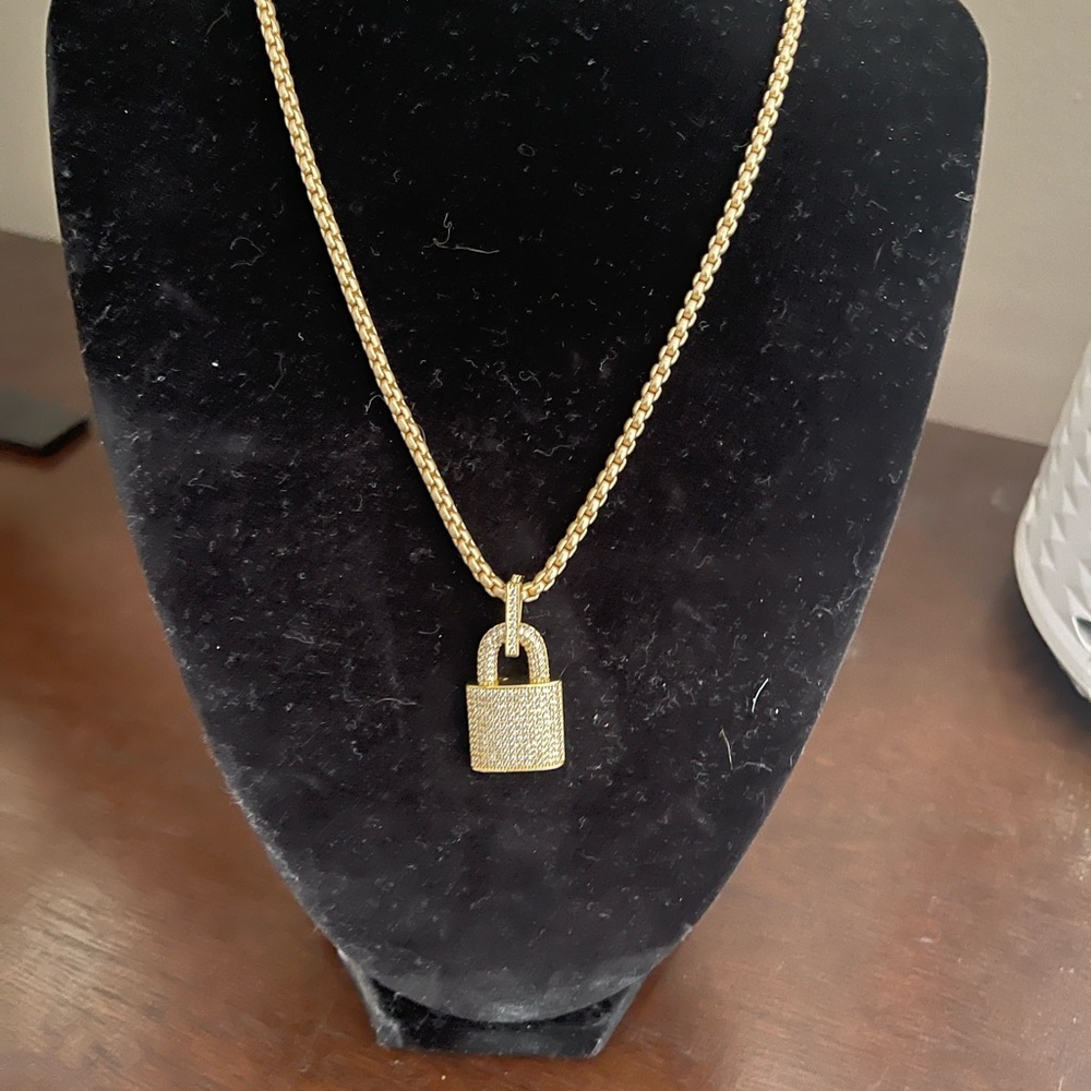 Love Poppy lock pave lock necklace